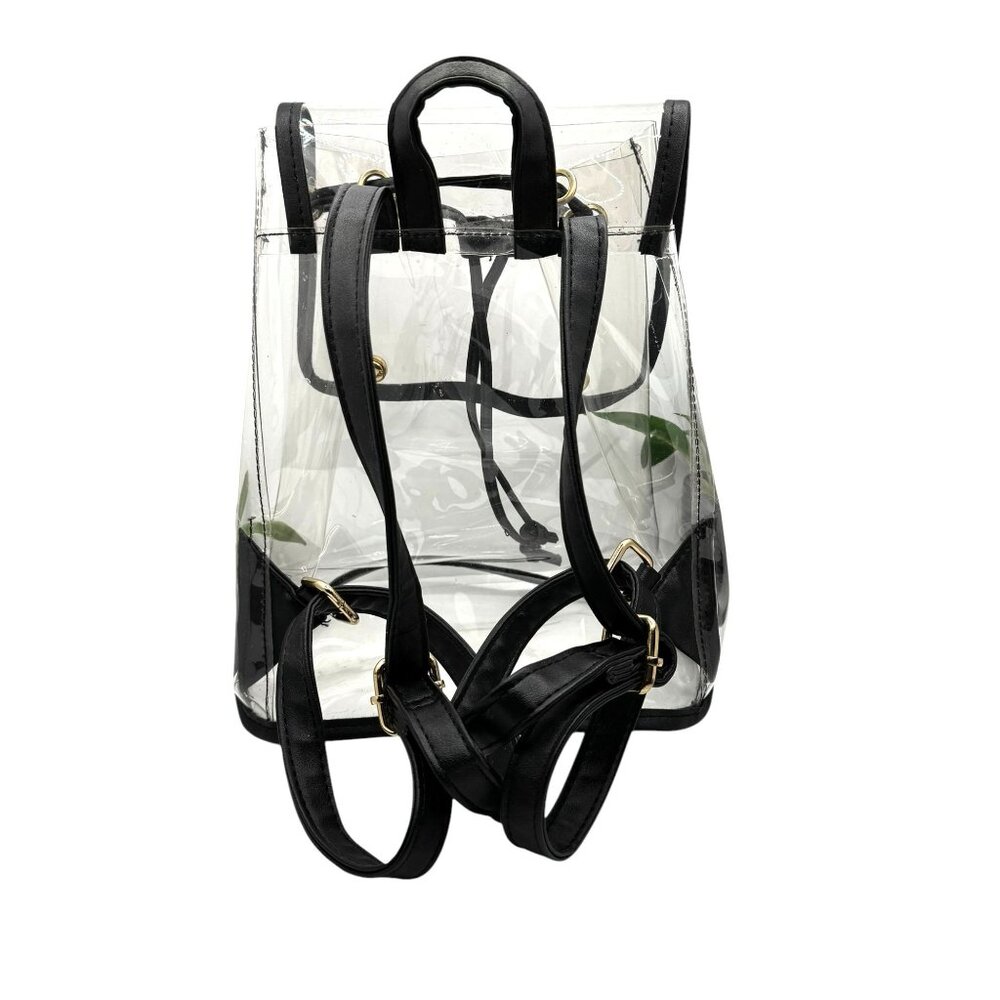 Clear Transparent Backpack With Black Trim & Gold… - image 4